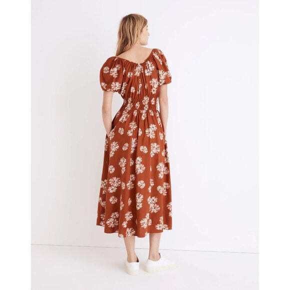 Madewell Linen-Blend Sophia Midi Dress in Rusty Torch - Picture 3 of 9
